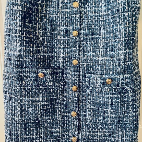 LOFT petite Tweed Mini Pocket Dress in Blue (8P) New with Tag - Picture 5 of 10